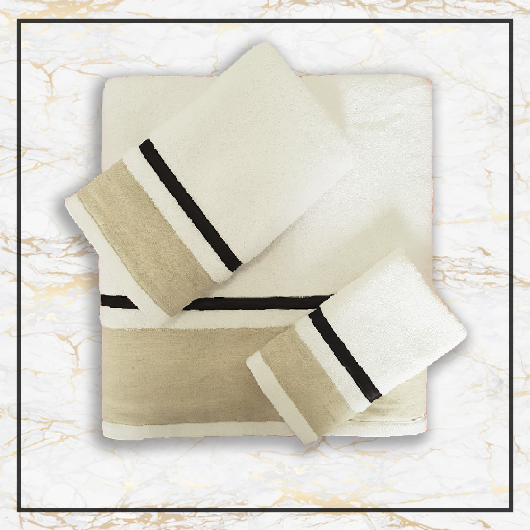 Black and beige single Towel